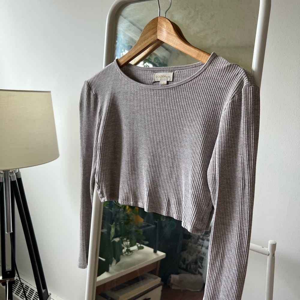 Aritzia gray cropped long sleeve